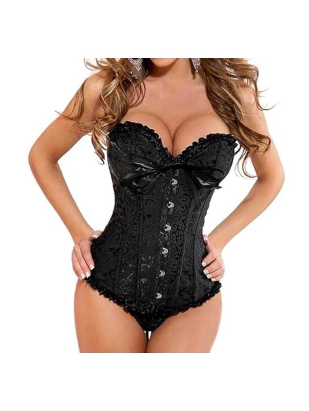 Women's Corset Lace Up Overbust Bustier Waist Training Sexy Lingerie Plus Size